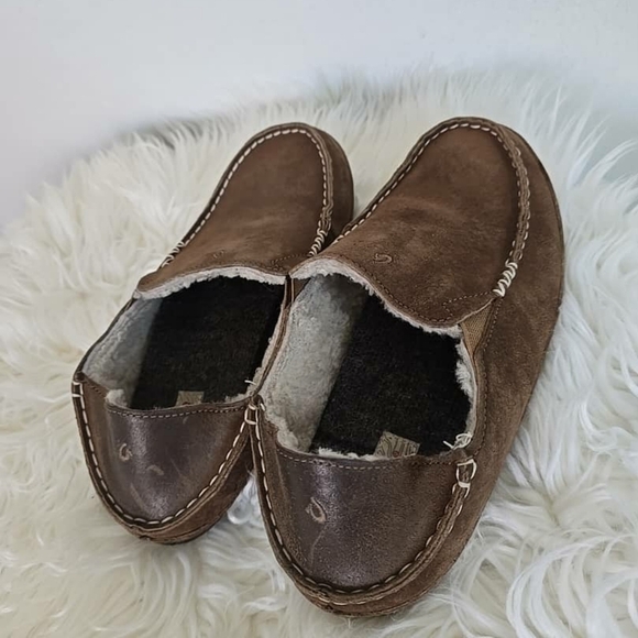 OluKai Women's Nohea Shearling Lined Slipper Winter Shoes Brown Size 9W 🌴 - Picture 10 of 10